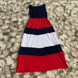 red white and blue maxi dress. Size: Womens small